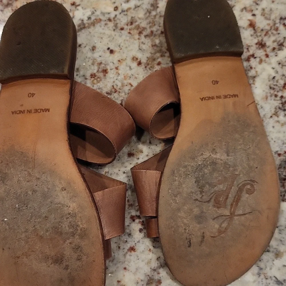 FREE PEOPLE Brown Leather Slide Sandals - Women's Casual Slip-On SZ 40 - Picture 4 of 5